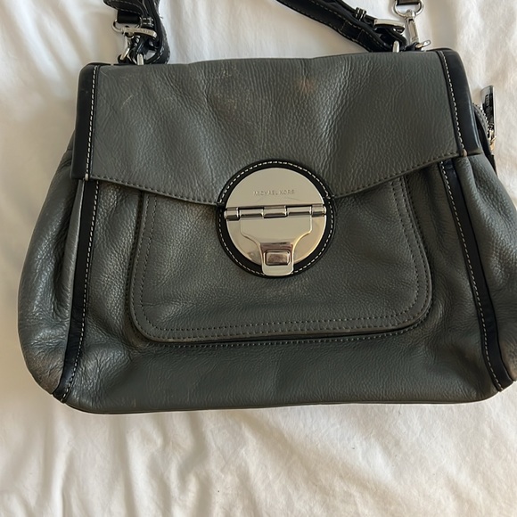 Michael Kors Grey and Black Leather Satchel - Picture 2 of 16